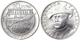 Italian Republic, 10 Euro, 2004, Rome, Giacomo Puccini. Ag.925 22,00 g, KM 241, UNC