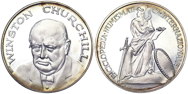 Italian Republic, Medal, n.d, Winston Churchill. International Numismatic Encycl...