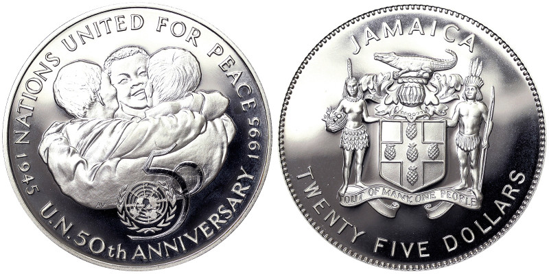 Jamaica.25 Dollars, 1995, Ag.925 28,28 g , KM 173, PROOF