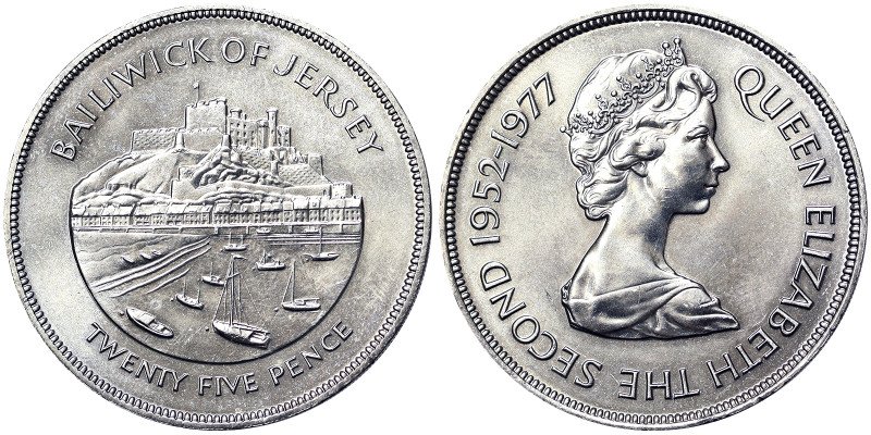 Jersey, Elizabeth II , 25 Pence, 1977, Ni. 28,28 g, KM 44, UNC