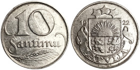 Latvia, 10 Santimu, 1922, Ni. 3,00 g, KM 4, VF