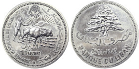 Lebanon, 10 Livres, 1981, Ni. 24,30 g, KM 35, UNC