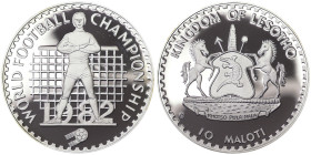 Lesotho, Moshoeshoe II , 10 Maloti, 1982, World Football Championship. Ag.925 23,33 g, KM 32, PROOF