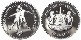Lesotho, Moshoeshoe II , 10 Maloti, 1982, World Football Championship. Ag.925 23,33 g, KM 34, PROOF