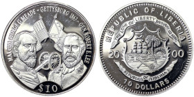 Liberia, 10 Dollars, 2000, American History. Battle of Gettysburg. Ag.999 8,55 g, KM 501, PROOF