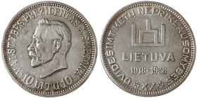 Lithuania, 10 Litu, 1938, Ag.750 18,00 g, KM 84, XF