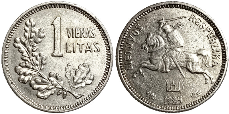 Lithuania, 1 Litas, 1925, Ag.500 2,70 g, KM 76, VF