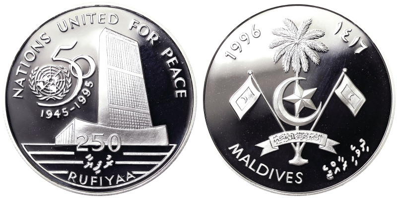 Maldives, 250 Rufiyaa, 1996, Ag.925 28,50 g , KM 101, PROOF