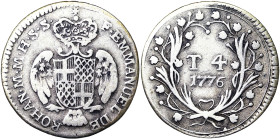 Sovereign Order Of Malta, Emmanuel De Rohan , 4 Tarì, 1776, Ag. 3,64 g Rare, KM 302, VF