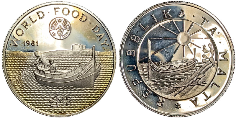 Malta, 2 Liri, 1981, F.A.O. Ag.925 11,31 g, KM 52, PROOF