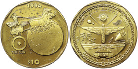 Marshall Islands, 10 Dollars, 1994, The Sun. Brass. 21,60 g, KM 156, UNC
