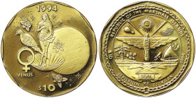 Marshall Islands, 10 Dollars, 1994, Venus. Brass. 21,60 g, KM 160, UNC