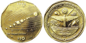 Marshall Islands, 10 Dollars, 1994, The Solar System. Brass. 21,60 g, KM 166, UNC