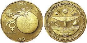 Marshall Islands, 10 Dollars, 1994, Mercury. Brass. 21,60 g, KM 159, UNC