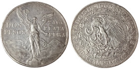 Mexico, Second Republic , 2 Pesos, 1921, Mexico City, Ag.900 26,66 g, KM 462, VF+