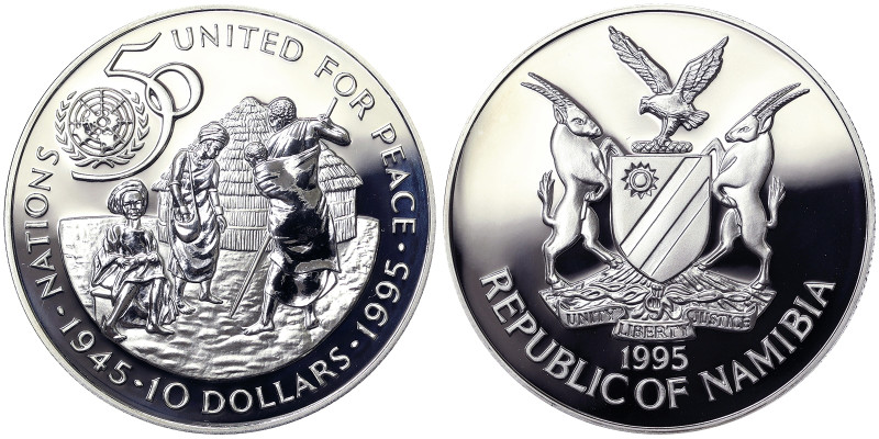 Namibia, 10 Dollars, 1995, Ag.825 28,28 g, KM 9a, PROOF