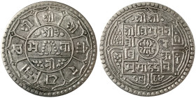 Nepal, Tribhuvan Bir Bikram Shah , 2 Mohars, 1927, Ag. 11,00 g, KM 695, XF