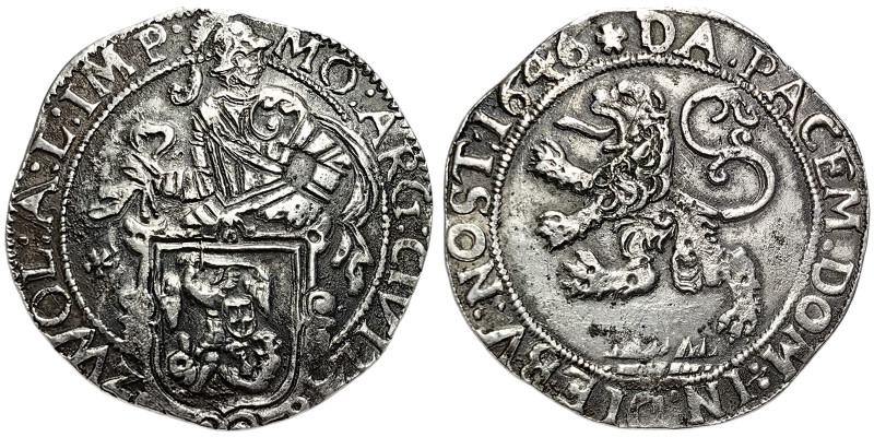 Netherlands, Dutch Republic, Lion Daalder, 1646, Zwolle, Ag. 27,04 g Rare, DAV 4...