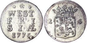 Netherlands, Holland Province, 2 Stuivers, 1775, West Friesland. Ag. 1,82 g, KM 106, A.XF