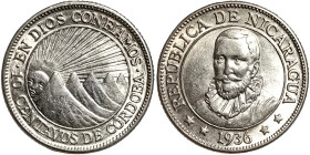 Nicaragua, 10 Centavos, 1936, Ag.800 2,50 g, KM 13, UNC