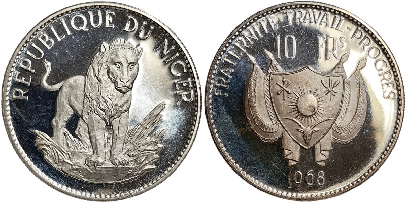 Niger, 10 Francs, 1968, Ag.900 20,00 g, KM 8.1, PROOF