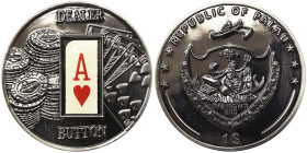 Palau, 1 Dollar (Dealer button), 2008, Ace of hearts. Ø 50 mm. Ni. 32,30 g, KM 157, UNC