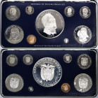 Panama, Set, 1976, Complete series of 3 valies in silver and 6 in copper nickel. Franklin mint. With original case. Total silver weight: 191,00 g, KM ...