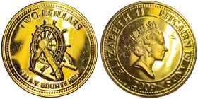 Pitcairn Islands, Elizabeth II , 2 Dollars, 2009, Copper-plated bronze. 20,50 g, KM 59, UNC