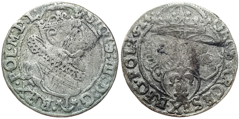 Poland, Sigismund III , 6 Groschen, 1624, Krakow, Ag. 3,56 g, Kopicki 1259, F