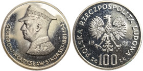 Poland, 100 Zlotych, 1981, Generał Władysław Sikorski. Ag.625 16,50 g, Y 123, PROOF
