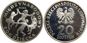 Poland, 20 Zlotych (Pattern), 1979, International Year of the Child. Ag.625 10,15 g, KM Pr341, PROOF