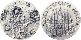 Poland, 20 Zlotych, 2001, The Polish Calender of Traditional Customs. With Cyrconic Star. Ag.925 28,85 g Rare, Y 424, UNC