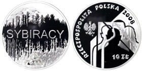Poland, 10 Zlotych, 2008, Siberian Exiles. Cubic zirconia at the bottom. Ag.925 14.14 g, Y 639, PROOF