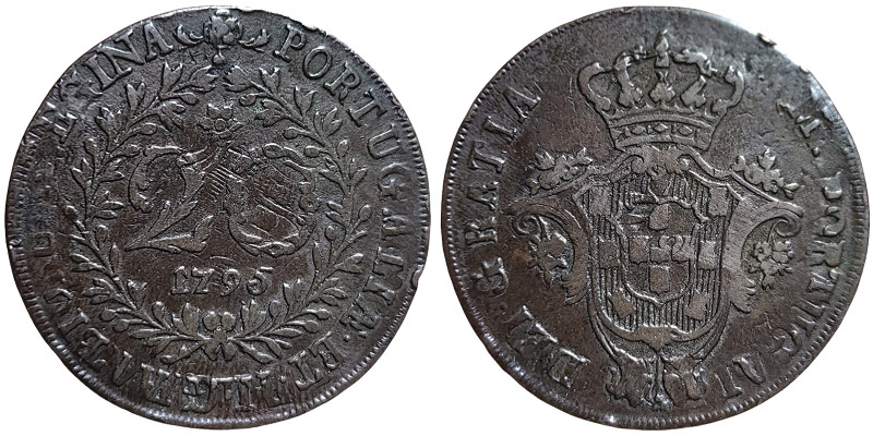 Portugal, Maria I , 20 Reis, 1795, Cu. 11,80 g, KM 3, VF