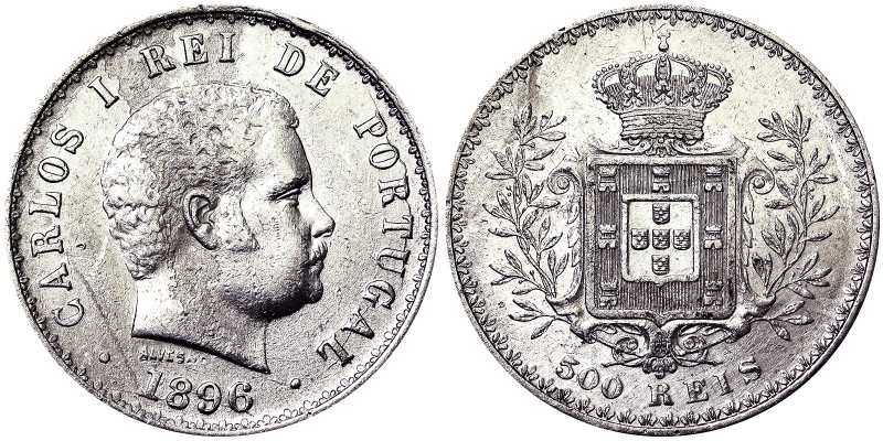 Portugal, Carlos I , 500 Reis, 1893, Ag.917 12,50 g, KM 535, VF
