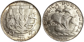 Portugal, 2,5 Escudos, 1951, Ag.650 3,50 g, KM 580, XF+