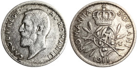 Romania, Carol I as Prince as King , 50 Bani, 1911, Bucharest, Ag.835 2,50 g, KM 41, VF