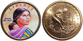 United States, 1 Dollar, 2009, Phildelphia, Native American. Coloured. Cu. 8,10 g, KM 467, UNC