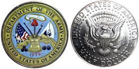 United States, 1/2 Dollar (John F. Kennedy), 2004, Phildelphia, US Army Vinyl Sticker. Ni. 11,34 g, KM 202b, UNC