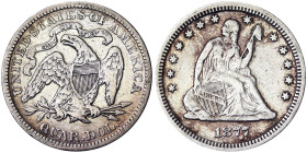 United States, 1/4 Dollar (Seated Liberty 1838-1891), 1877, Phildelphia, Ag. 6,25 g, KM A98, VF