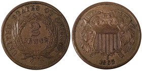 United States, 2 Cents (1864-1873), 1865, Phildelphia, Ae. 6,22 g, KM 94, XF+