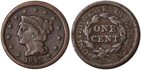 United States, 1 Cent (Liberty head 1816-1857), 1845, Phildelphia, Cu. 10,89 g, KM 67, VF