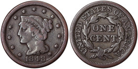 United States, 1 Cent (Liberty head 1816-1857), 1848, Phildelphia, Cu. 10,89 g, KM 67, VF