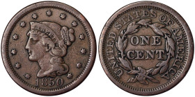 United States, 1 Cent (Liberty head 1816-1857), 1850, Phildelphia, Cu. 10,89 g, KM 67, VF