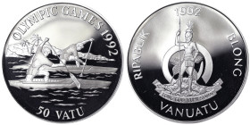 Vanuatu, 50 Vatu, 1992, Olympic Games. Ag.925 31,47 g, KM 14, PROOF