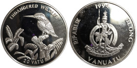 Vanuatu, 20 Vatu, 1994, Kingfisher. Ag.925 20,00 g, KM 20, PROOF