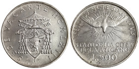 Vatican City, Vacant See , 500 Lire, 1963, Rome, Ag.835 11,00 g, KM 75, UNC