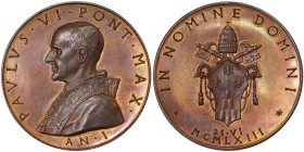 Vatican City, Paolo VI , Medal, 1963, Rome, Official. Year I. Opus: P. Giampaoli. Ø 44 mm. Ae. 30,70 g, Bartolotti E963, UNC