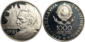 Yugoslavia, 1.000 Dinara, 1981, Uprising. Ag.750 14,00 g, KM 82, PROOF