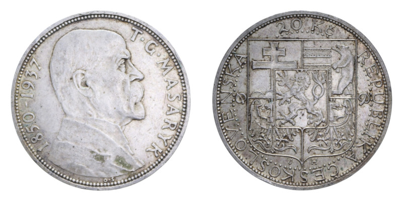 CECOSLOVACCHIA 20 KORUN 1937 AG. 12,06 GR. BB-SPL/qSPL